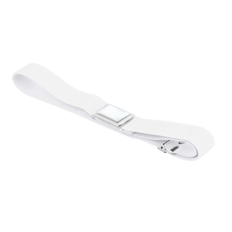 Buyless Fashion Kids Toddlers Baby Adjustable Elastic Stretch Belt with Silver Buckle - 5101-White - Image 3